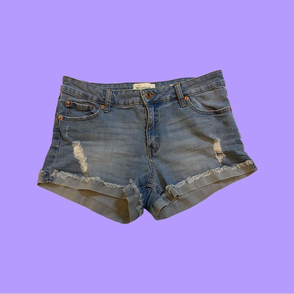 Re generation by celebrity pink women’s denim shorts distressed folded hem 9/29